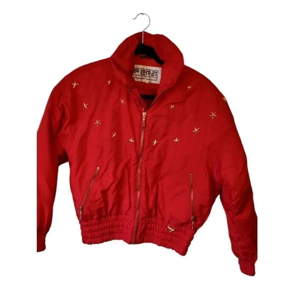 Vintage Fera Skiwear Ski Jacket With Gold Stars Ladies Size 10